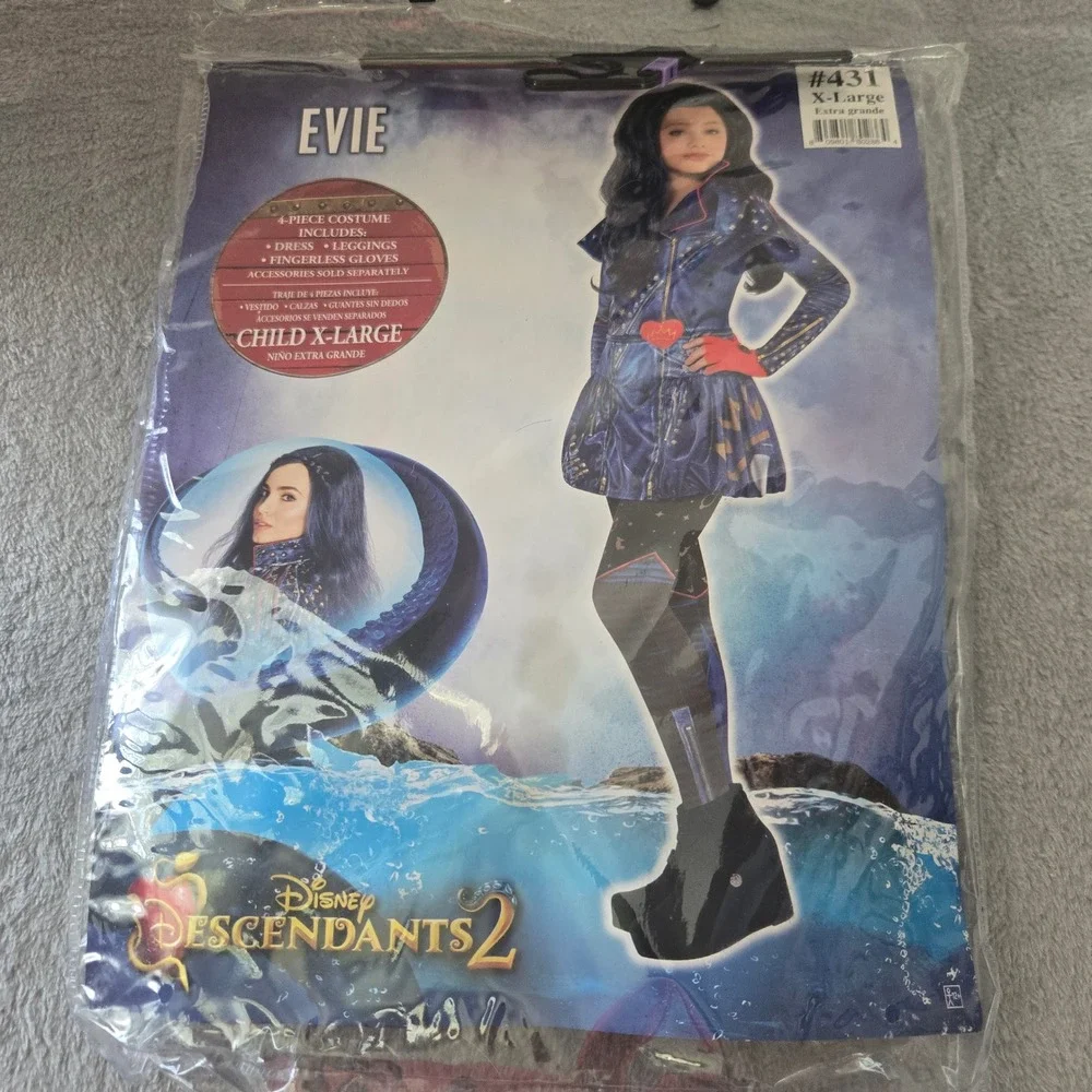 Disney Descendants 2 Evie Costume Kids XL 14-16 Blue Dress Leggings 431